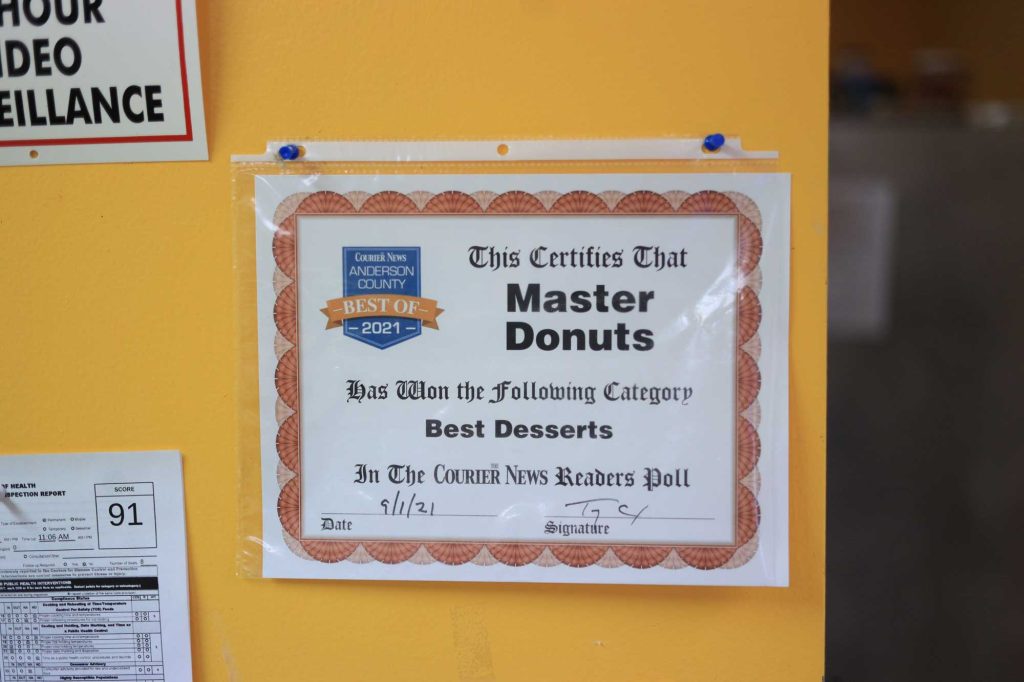 Best Desserts of Anderson County Certificate